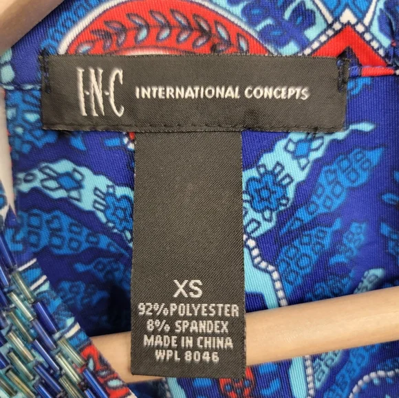 NWOT Size XS International Concepts Blue Paisley Boho Sleeveless Halter Dress - Picture 8 of 9